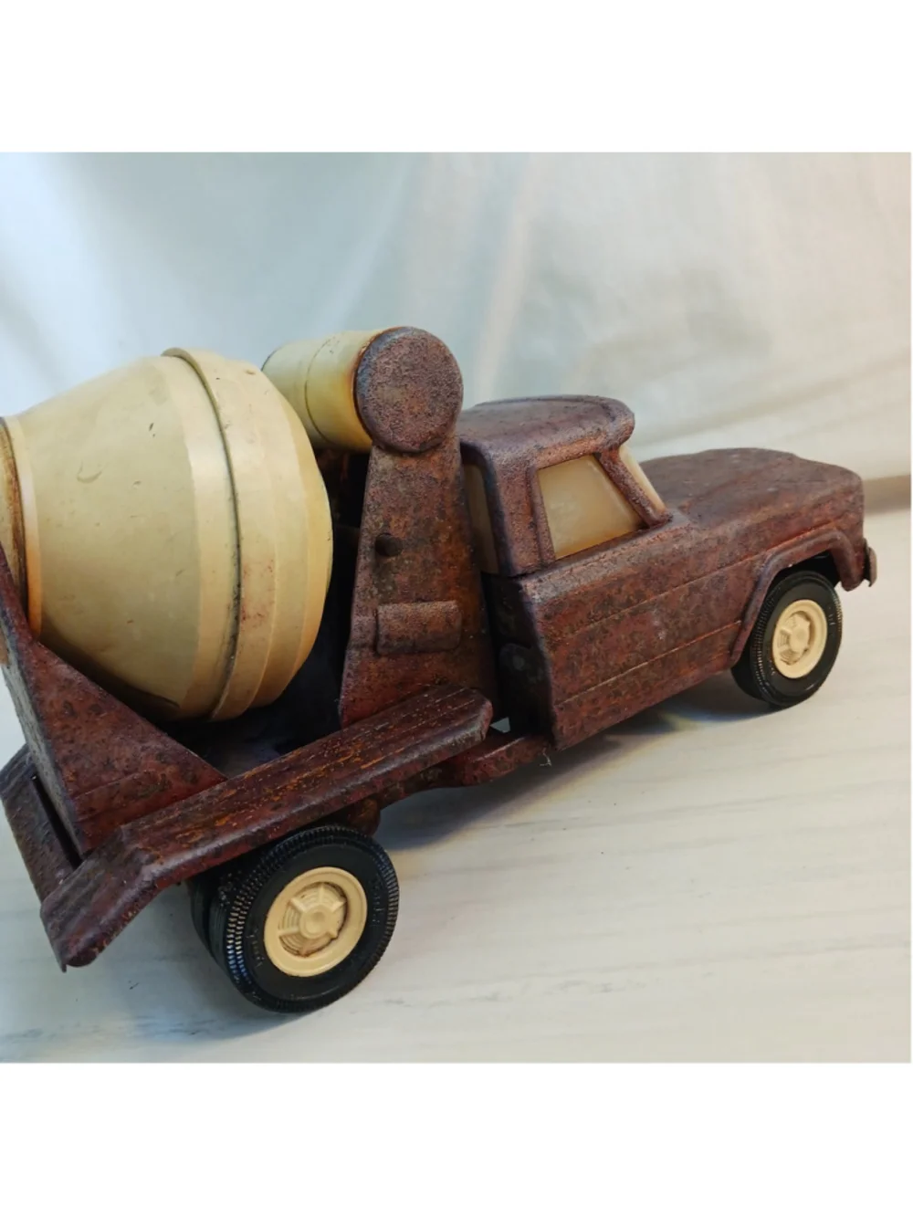 VTG Tonka Jeep Cement Mixer Truck Red Pressed Steel 1960’s Patina Farmhouse